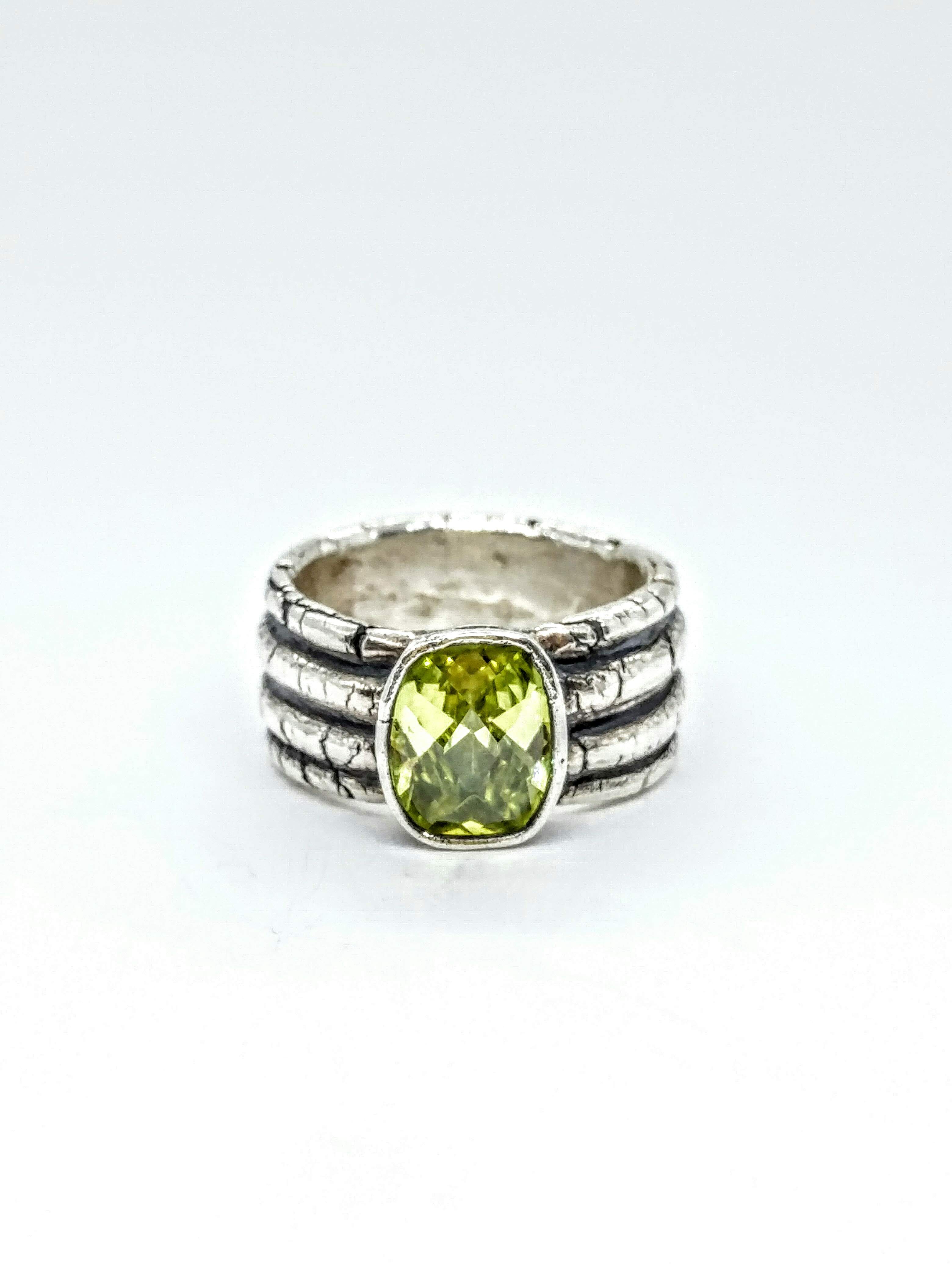 Silver Ring With Green Zirconia