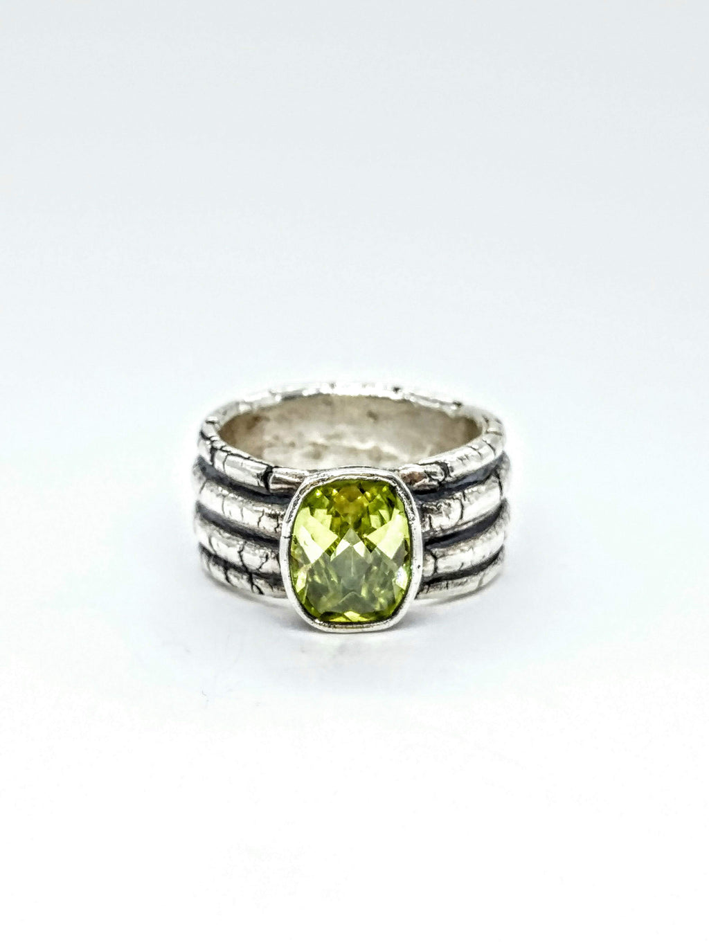 Silver Ring With Green Zirconia