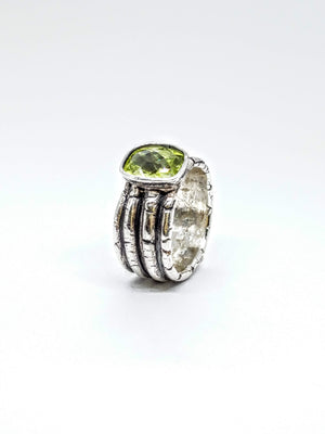 Silver Ring With Green Zirconia