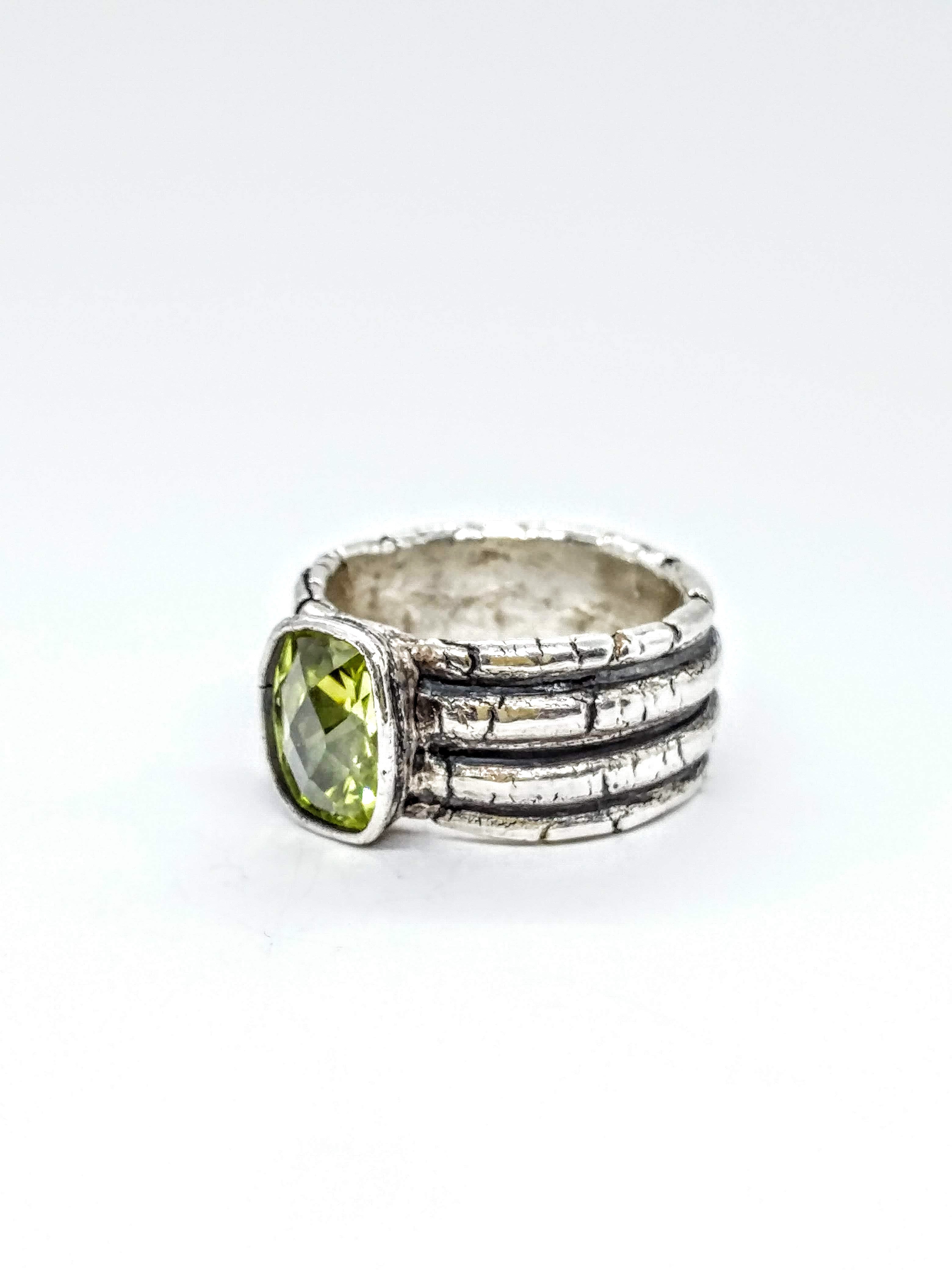 Silver Ring With Green Zirconia